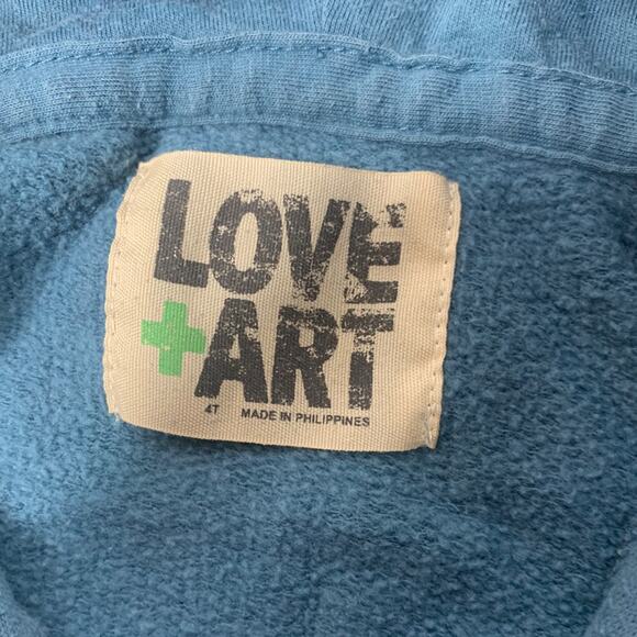 Love + Art Superman zip up hoodie jacket blue print red logo patch 4t - Picture 4 of 5